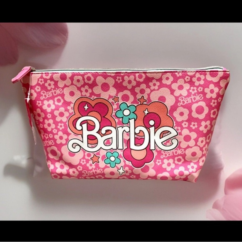 NWOT Barbie Pink Floral Cosmetic Bag